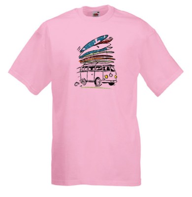 ΡΟΖ  t-shirt FRUIT OF THE LOOM με στάμπα BUS